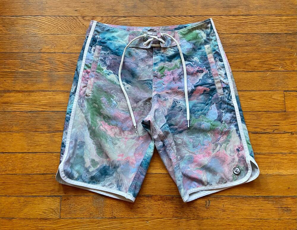 CG HABITATS OG Athletic Fit 309 Pink/Blue Boardshorts Mens sz 28
